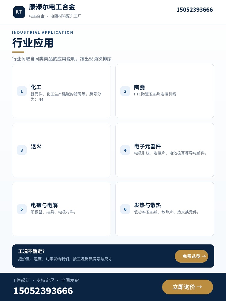 纯镍丝 行业应用